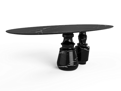 Owalny stół jadalniany Obsidian Oval Nero Marquina