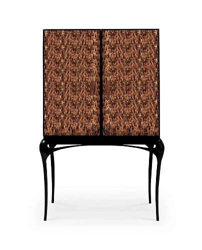 Szafka barowa Allure ze złotymi piórami