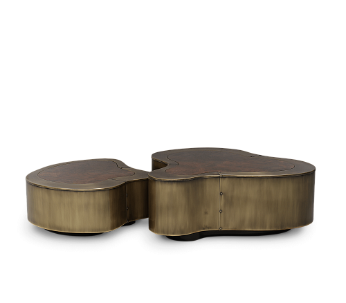 Zestaw stolików Crest z patyną i orzechem