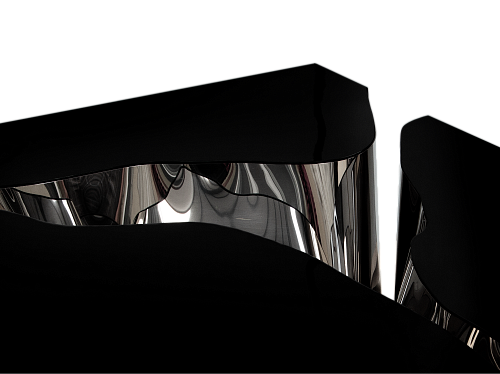 Czarno-srebrny stolik kawowy Fissure