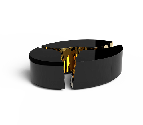 Czarny owalny stolik kawowy Fissure