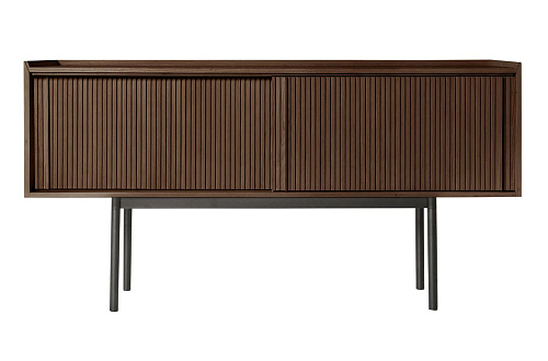 Wysoki brązowy kredens Sipario, 2-drzwiowy