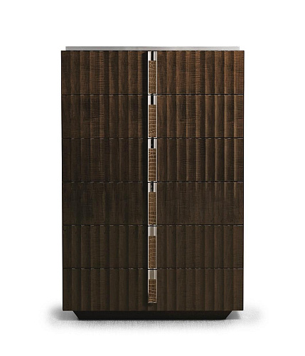 Komoda z sześcioma szufladami z drewna i skóry