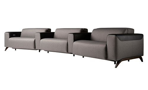 Szara zakrzywiona sofa 3-osobowa Atlanta