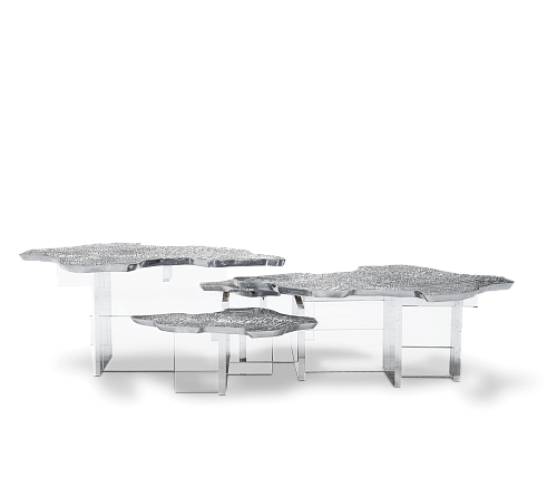 Srebrny zestaw stolików Aurora