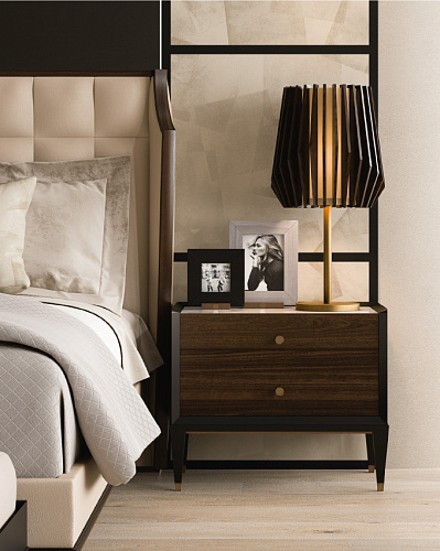 Szafka nocna z marmuru i drewna