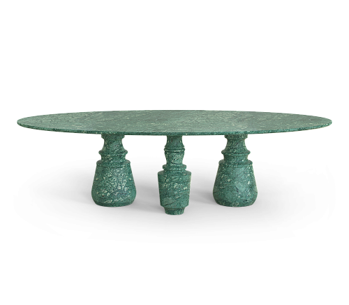 Owalny stół jadalniany XL Obsidian z kamienia Guatemala