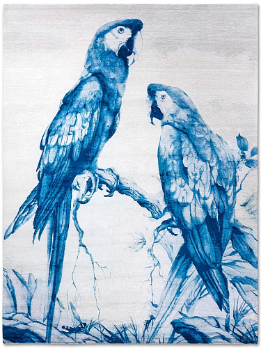 Dywan Two Parrots PorcelainBlue on White