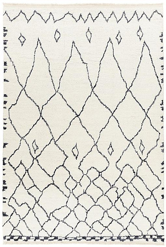 Dywan Berberyjski Biały z Wysokim Włosiem