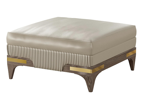 Beżowo-złoty skórzany puf