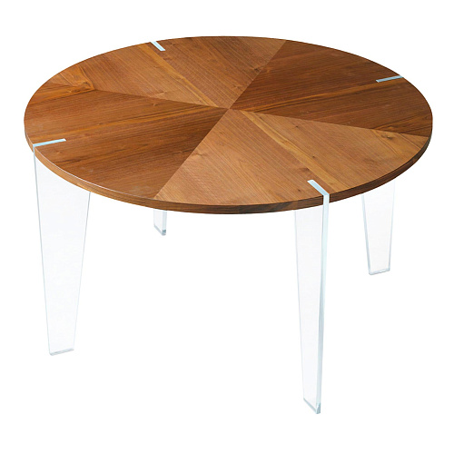 Okrągły brązowy stół Sospeso