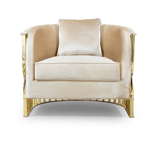 Fotel Solene z polerowanego mosiądzu