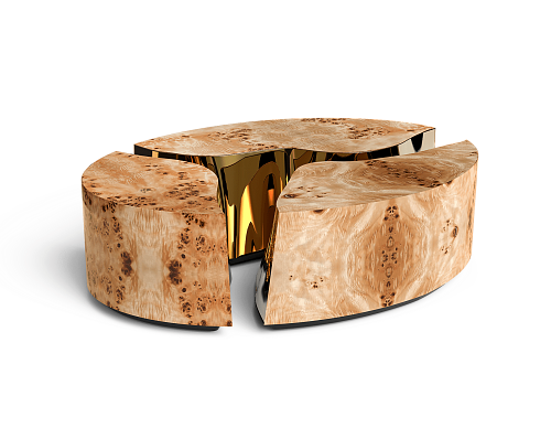 Topolowy owalny stolik kawowy Fissure