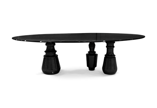 Owalny stół jadalniany XL Obsidian z marmuru Nero Marquina