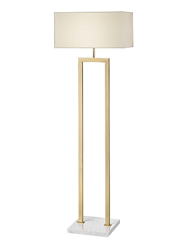 Złota lampa stojąca z marmurową podstawą