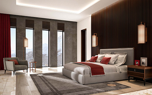 Nowoczesne włoskie łóżko z zagłówkiem