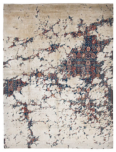 Dywan Tabriz Canal Aerial Navyblue Dirtywhite Silk