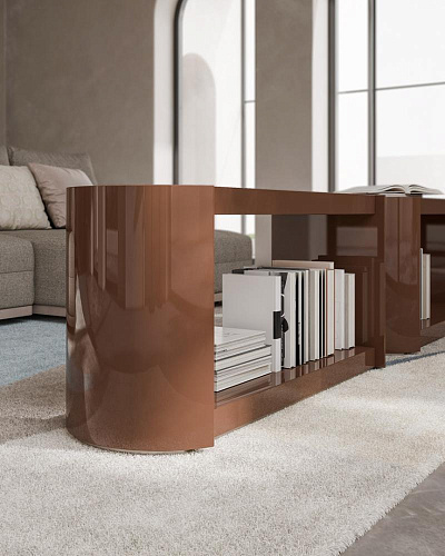 Lakierowany niski włoski regał na książki