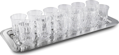 Zestaw 12 szklanek z tacą