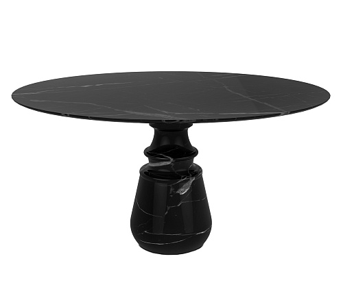 Okrągły stół jadalniany Obsidian z marmuru Nero Marquina