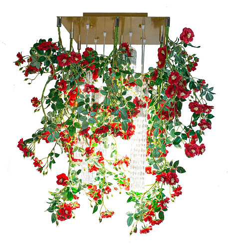 Kwadratowy żyrandol Red Roses