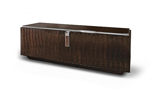 Szafka RTV jednodrzwiowa ze skóry i chromowanymi detalami