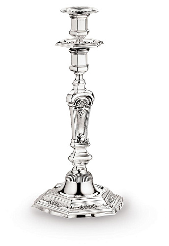 Sześciokątny świecznik posrebrzany