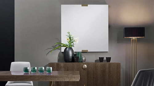 Lustro Elegance z ramą skórzaną i brązowym wykończeniem