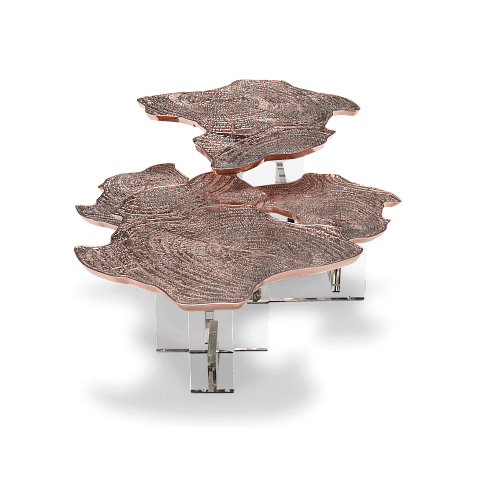 Miedziany zestaw stolików Caspian