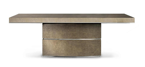 Stół rozkładany ze skóry i drewna