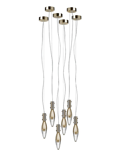 Muranowa lampa wisząca z kroplami 6-punktowa