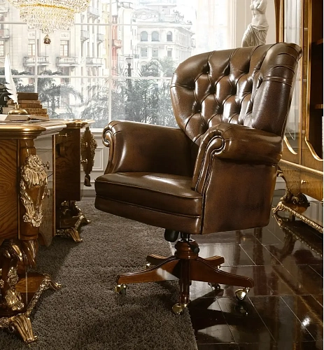 Skórzany fotel Dolcevita z obrotową podstawą