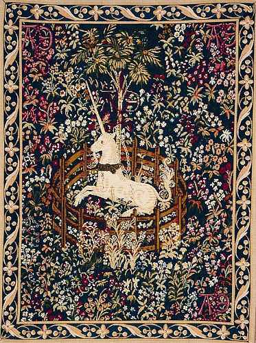 Gobelin Captive Blue Unicorn with Border