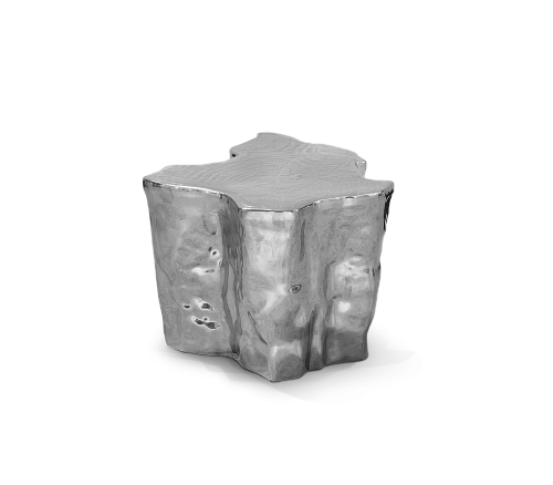 Srebrny ceramiczny stolik boczny Horizon