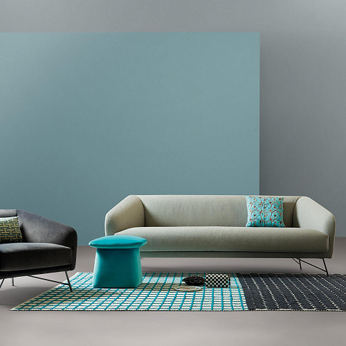 Nowoczesny puf Bulè w kolorze tiffany