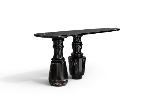Konsola Obsidian z marmuru Nero Marquina