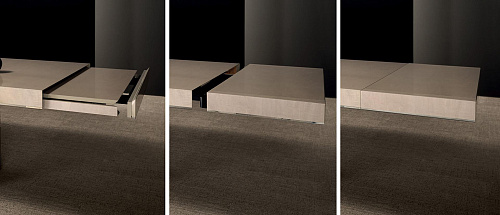 Stół rozkładany ze skóry i drewna