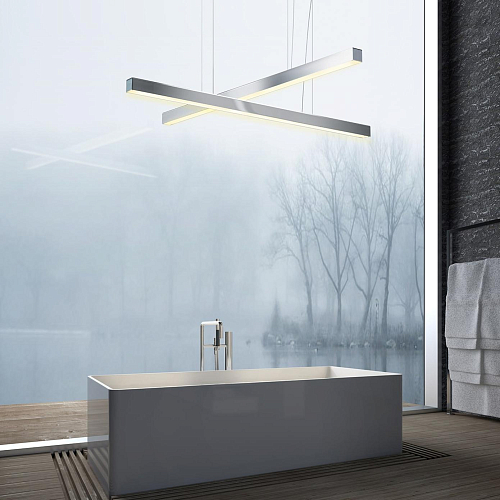 Liniowa lampa wisząca LED niklowa
