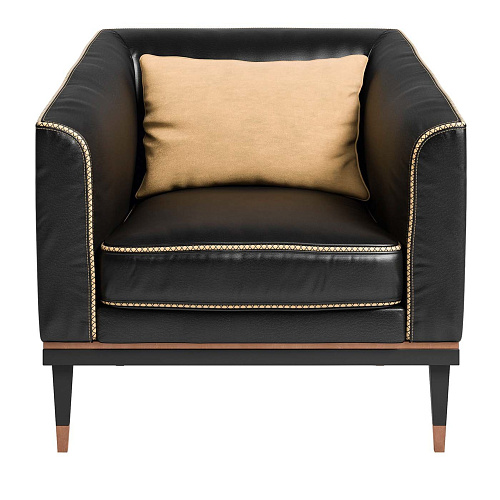 Czarny skórzany fotel okazjonalny