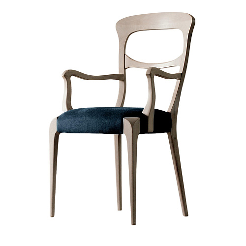 Szare krzesło Capotavola z litego orzecha włoskiego z podłokietnikami