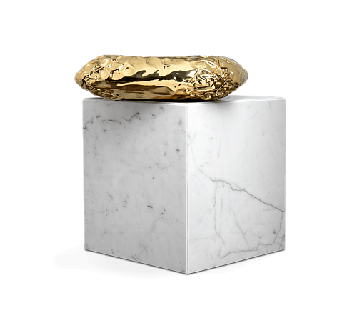 Stolik boczny Megalith z marmuru Carrara