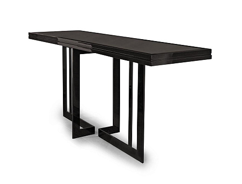 Konsola z forniru kasztanowego i metalowymi nogami