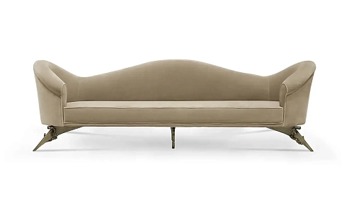 Sofa Colette z kwiatowym wzorem i metalową podstawą